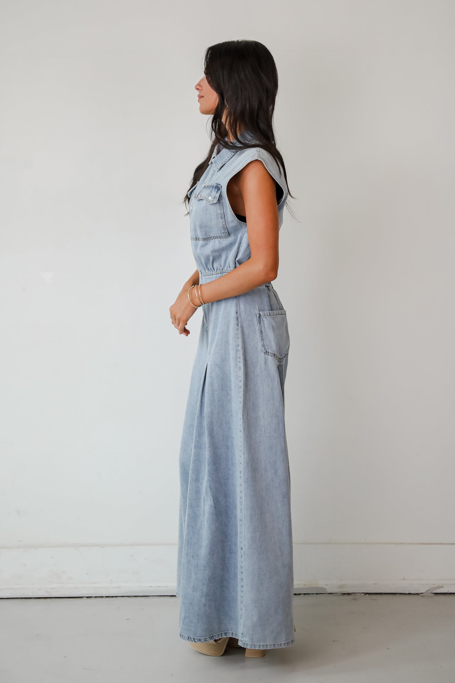 Dramatic Allure Denim Jumpsuit