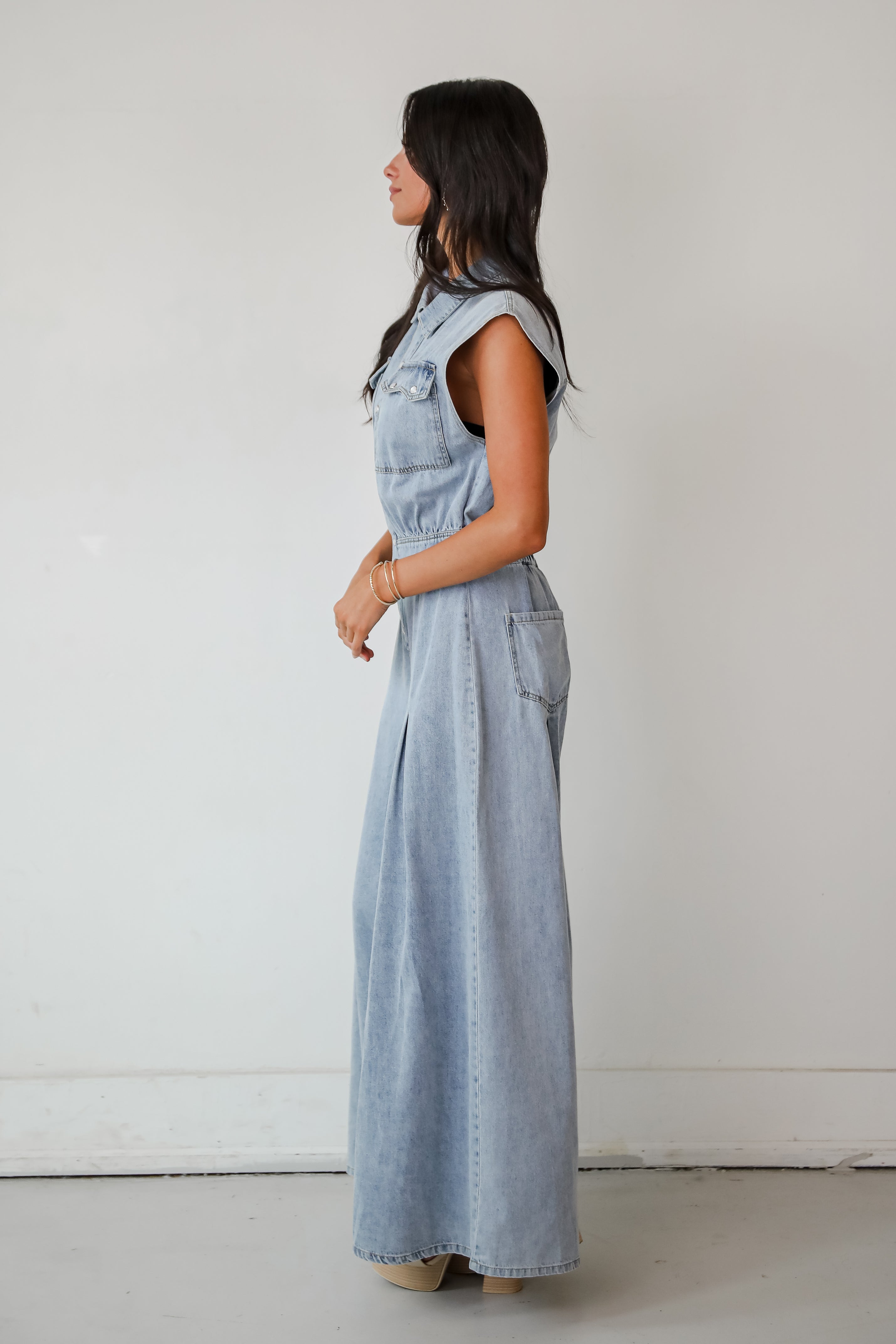 Dramatic Allure Denim Jumpsuit