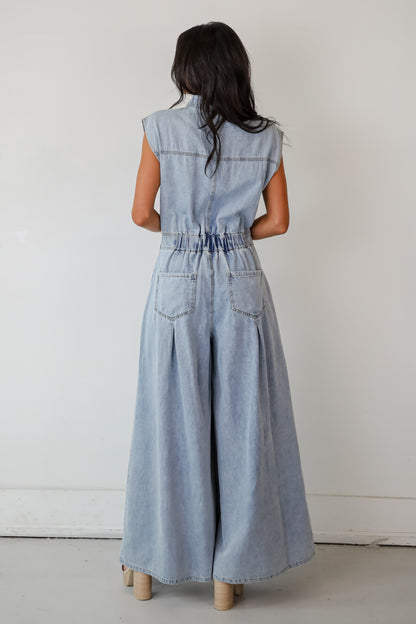 Dramatic Allure Denim Jumpsuit