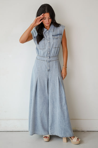 Dramatic Allure Denim Jumpsuit