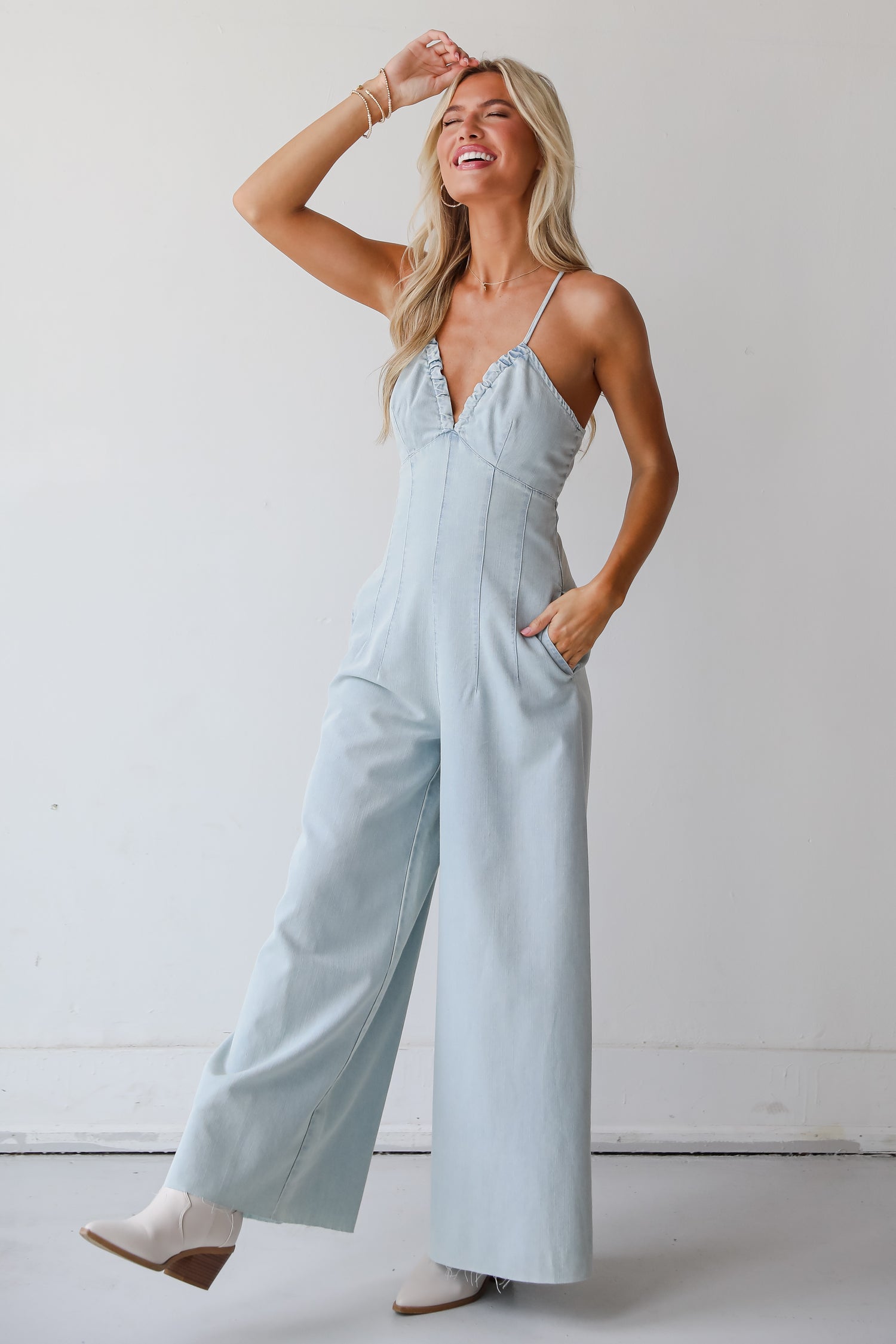 Convincingly Darling Denim Jumpsuit