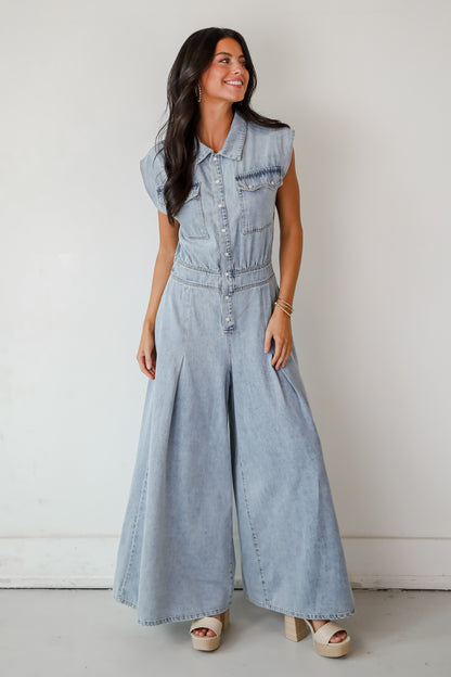 Dramatic Allure Denim Jumpsuit