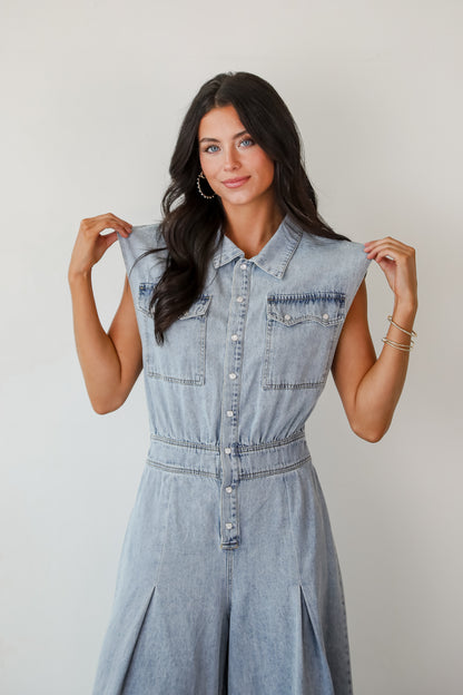 Dramatic Allure Denim Jumpsuit