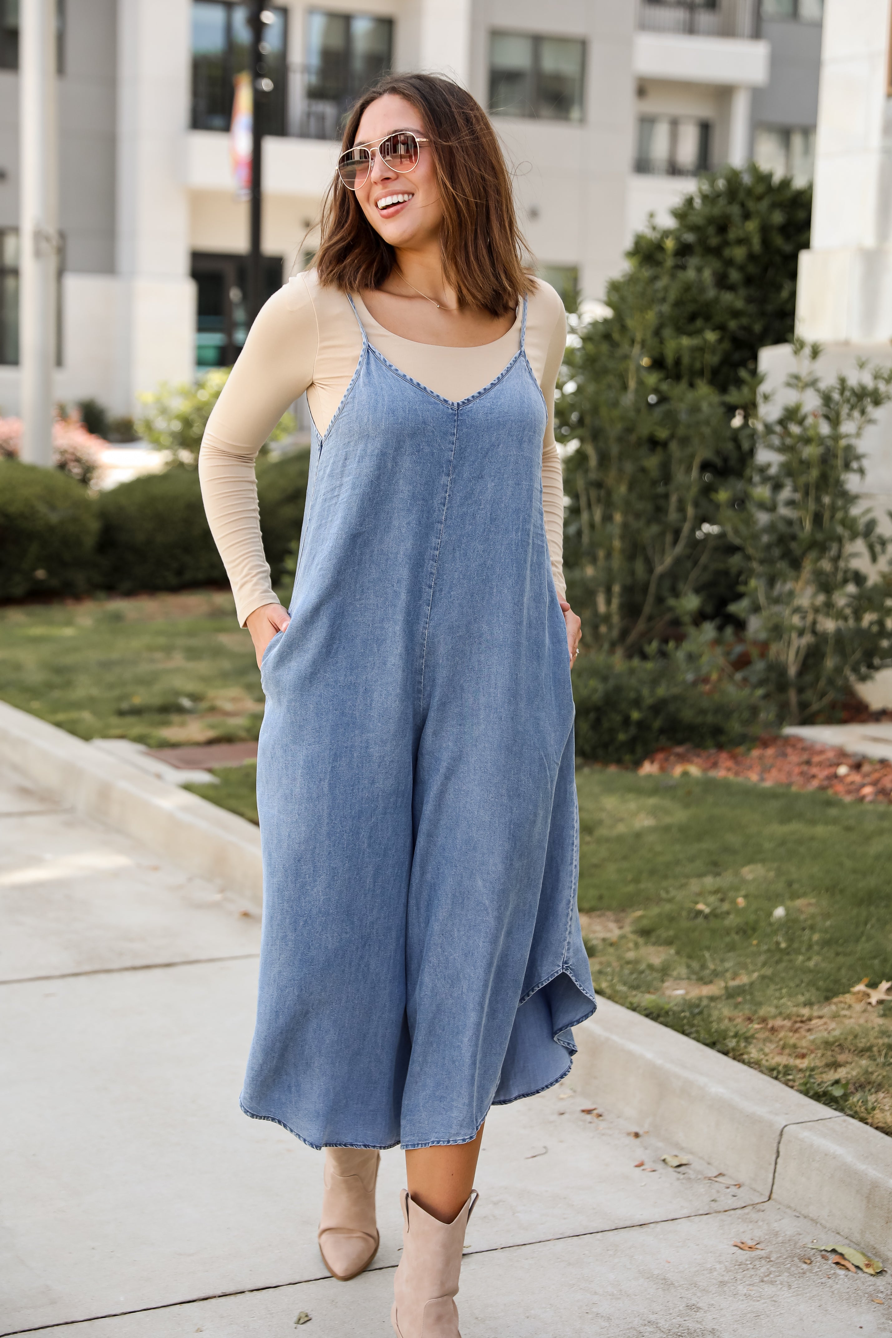 Seasoned Chicness Denim Wide Leg Jumpsuit