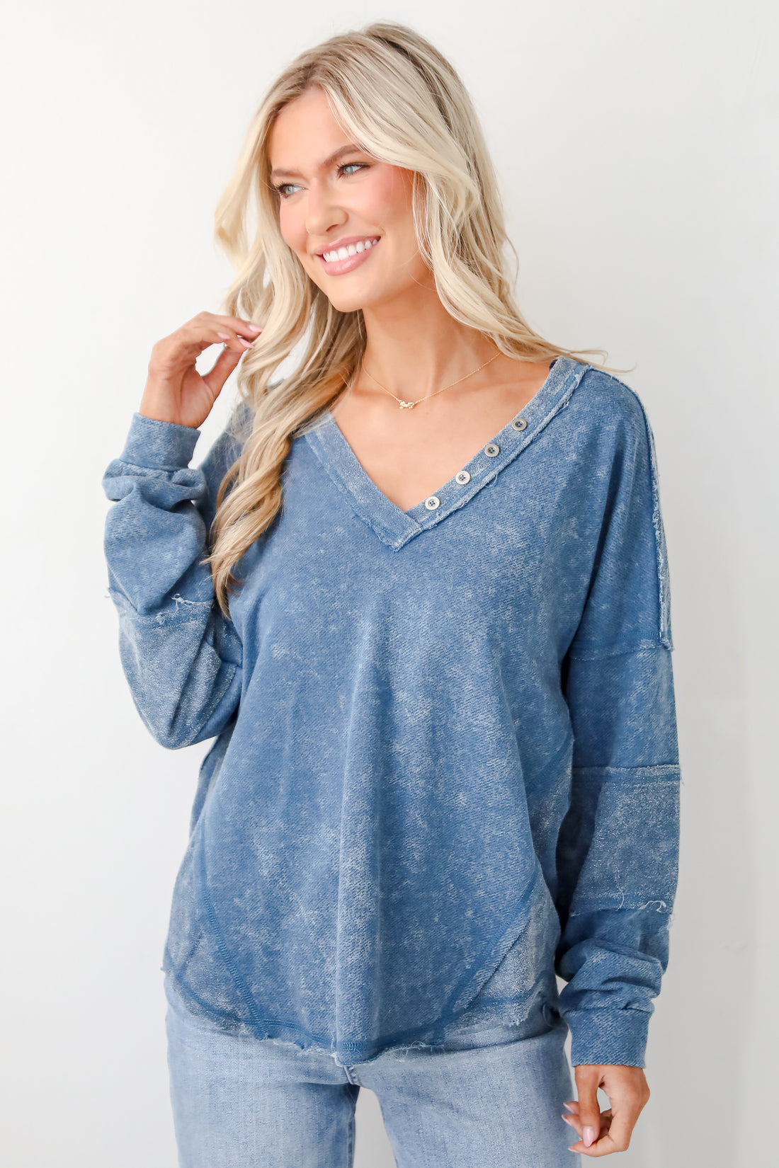 Amazing Memories Denim Knit Top