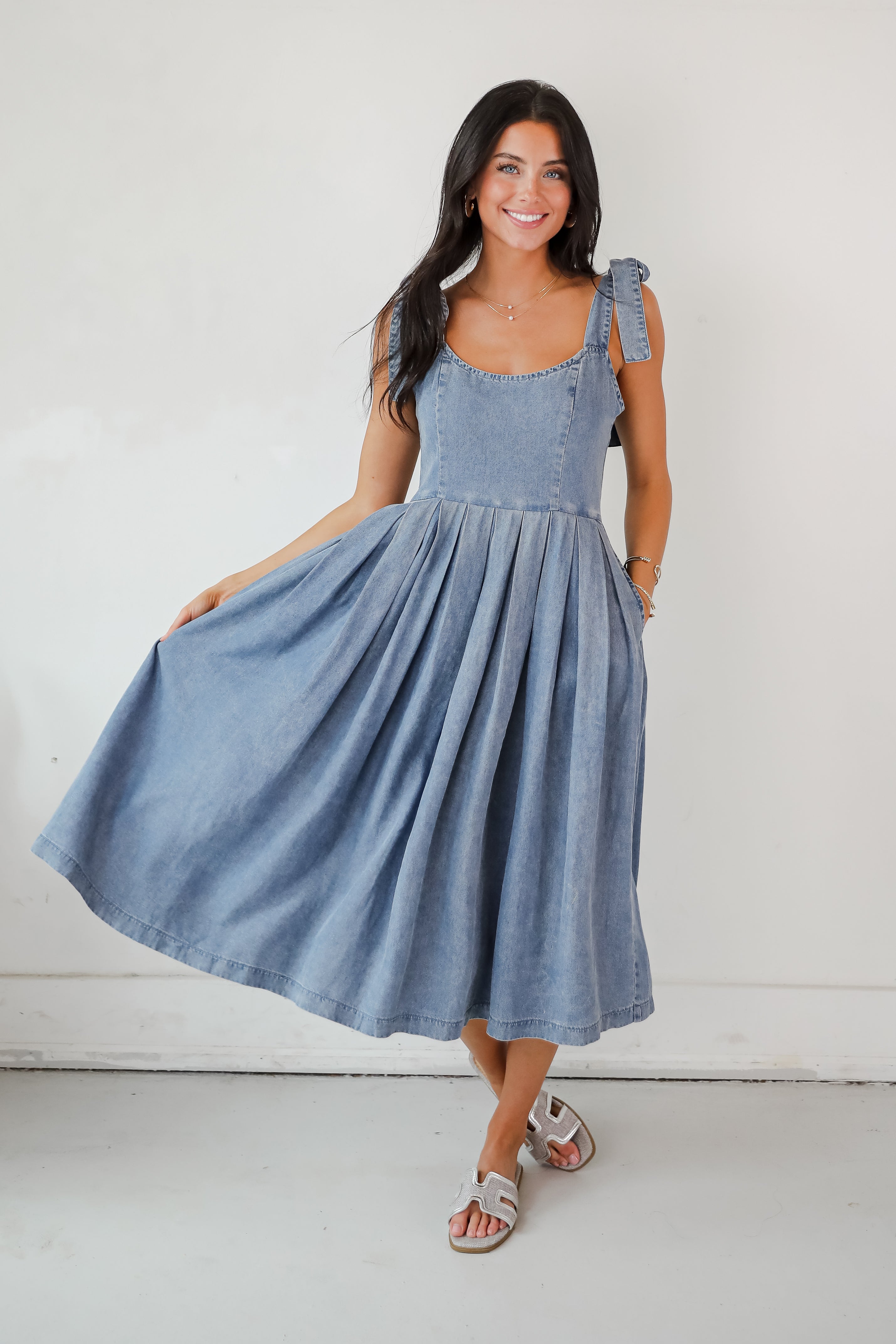 Truly Unforgettable Denim Midi Dress