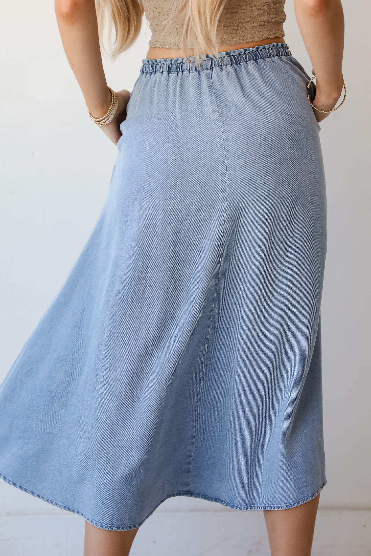 Distinct Style Denim Midi Skirt