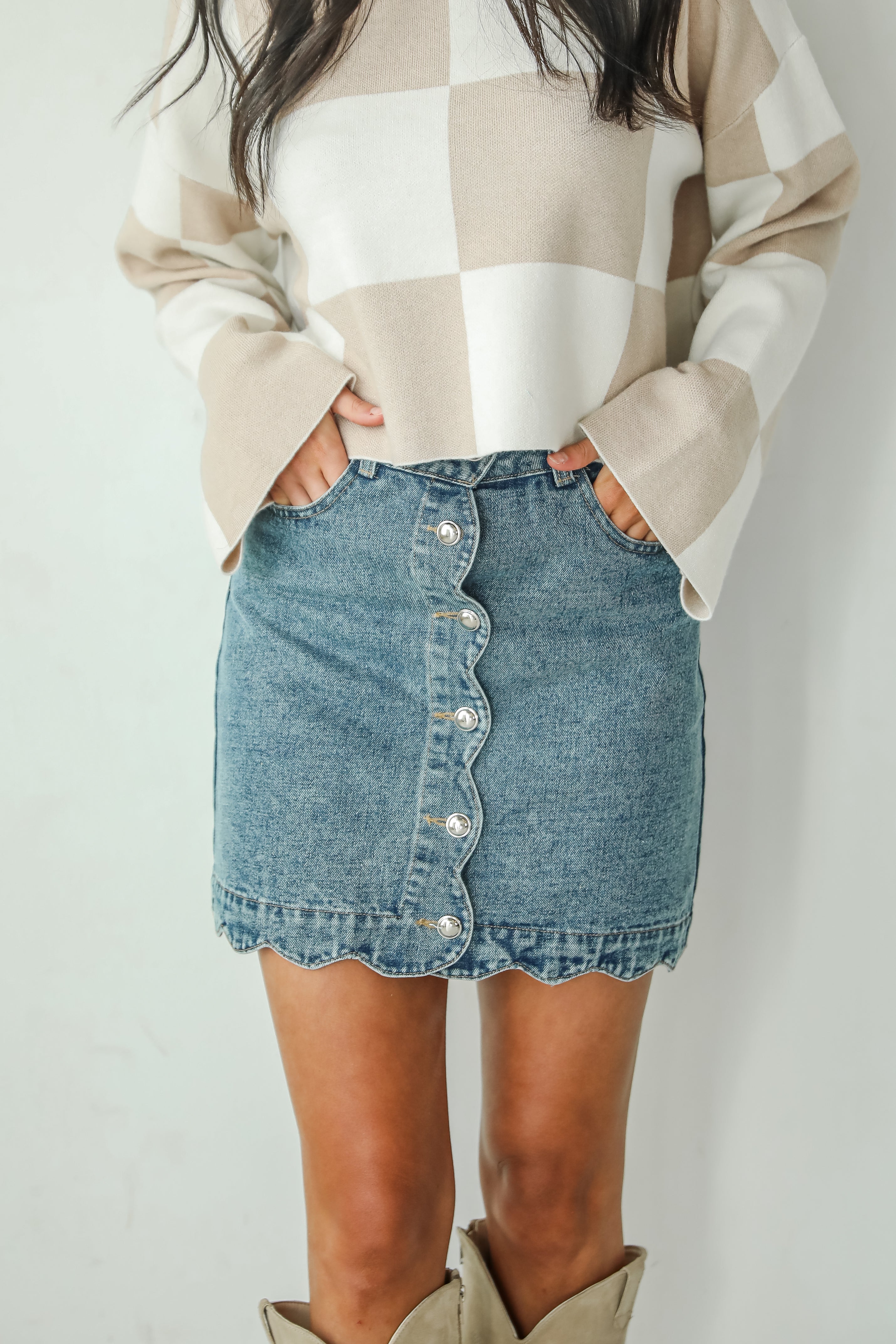 Staying Optimistic Denim Mini Skirt