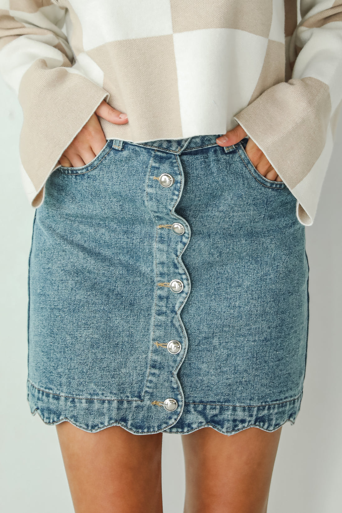 Staying Optimistic Denim Mini Skirt