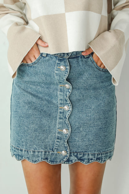 Staying Optimistic Denim Mini Skirt