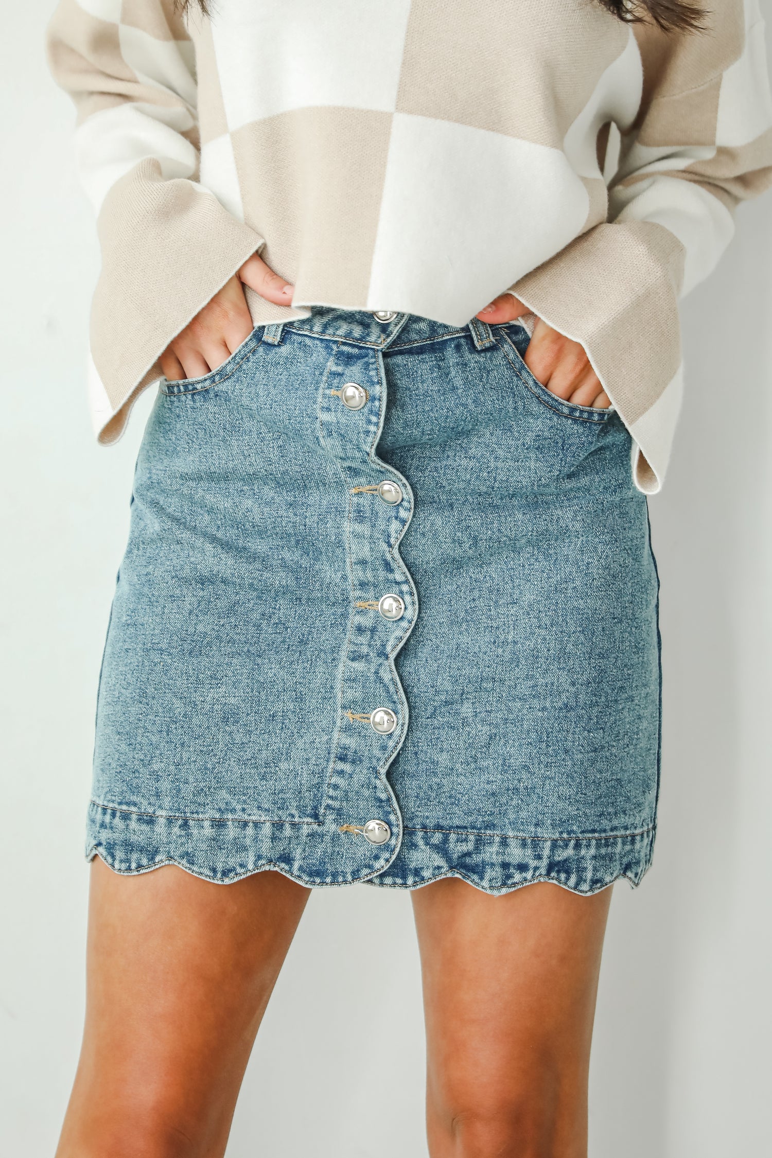 Staying Optimistic Denim Mini Skirt