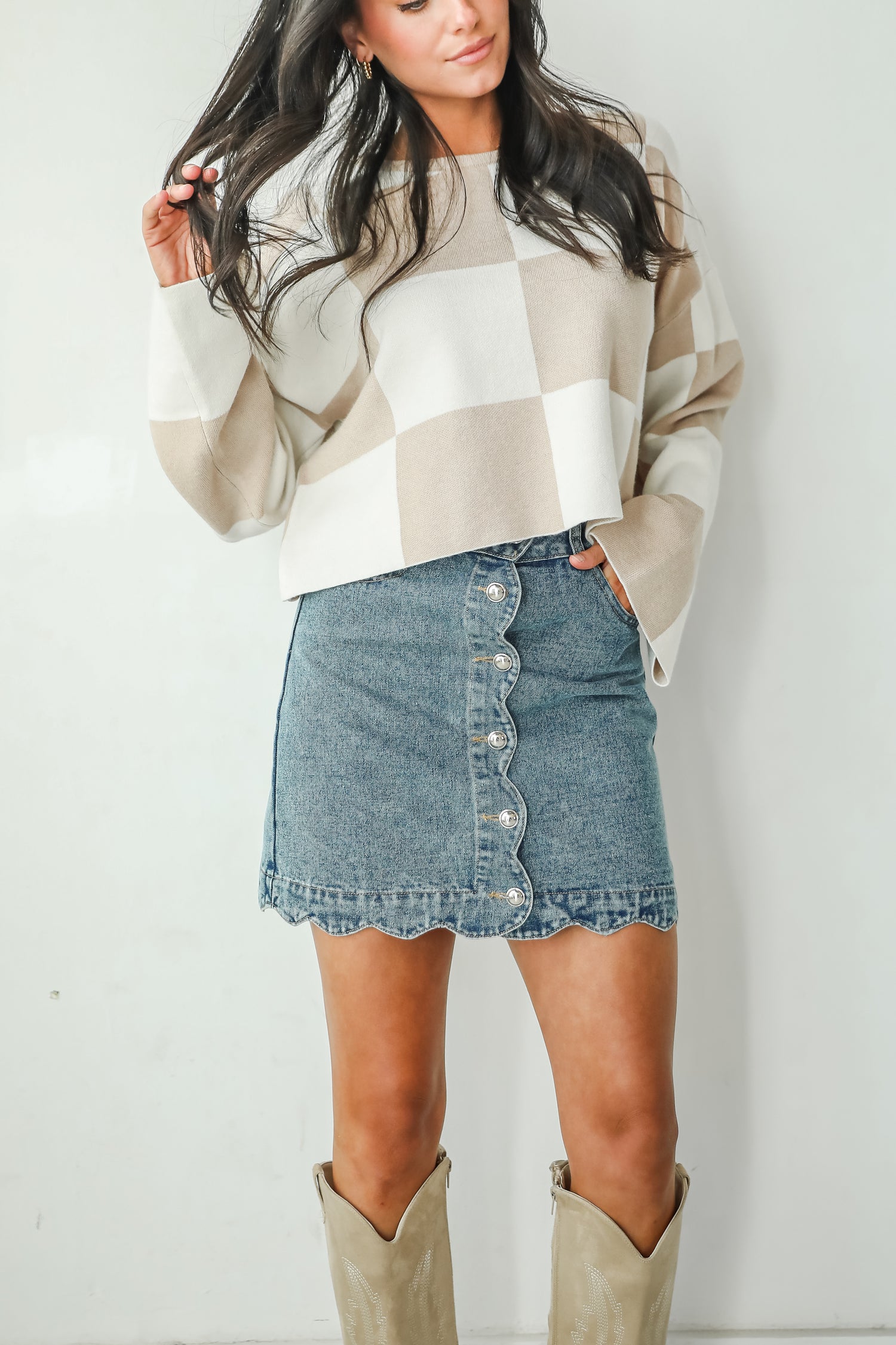 Staying Optimistic Denim Mini Skirt