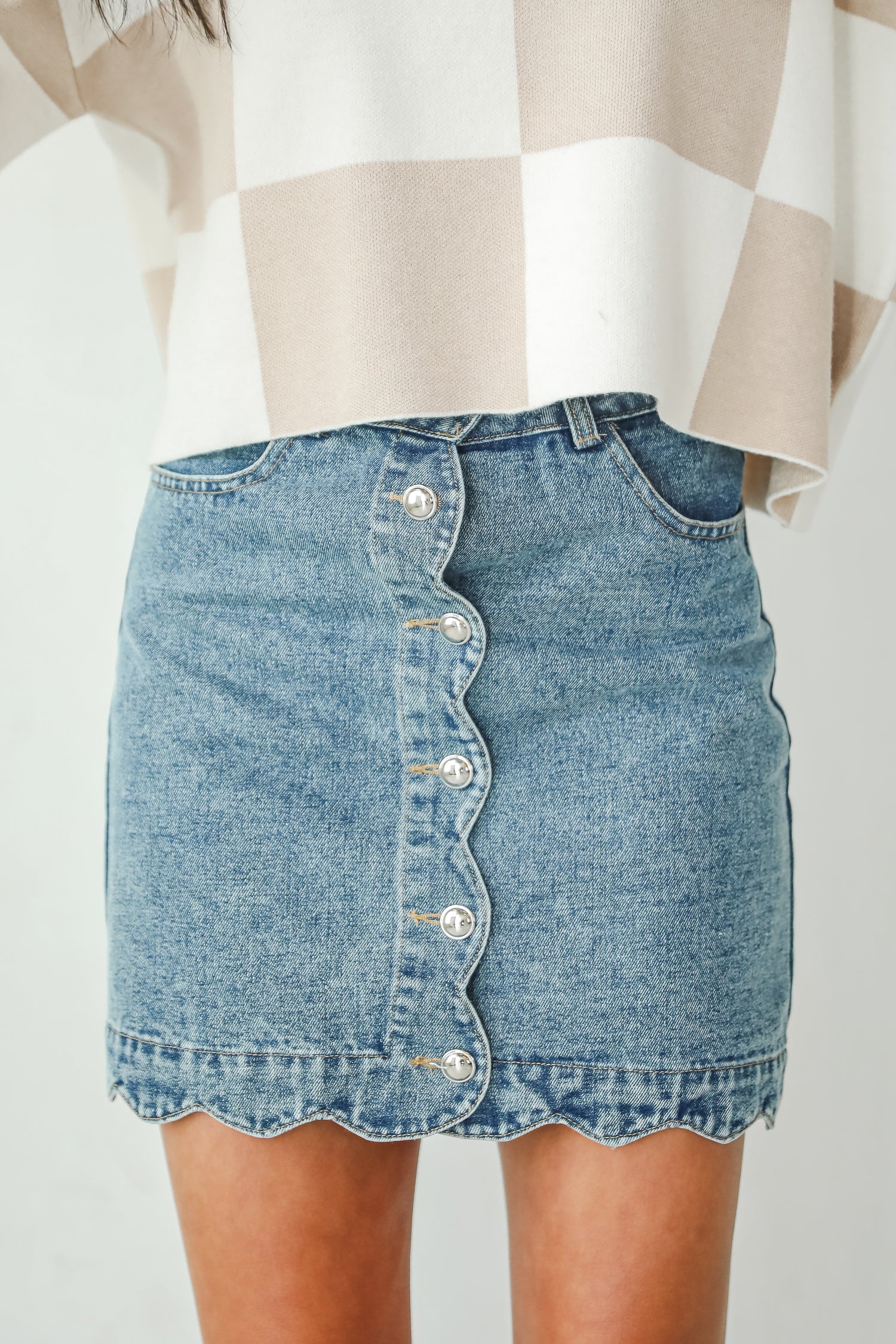 Staying Optimistic Denim Mini Skirt