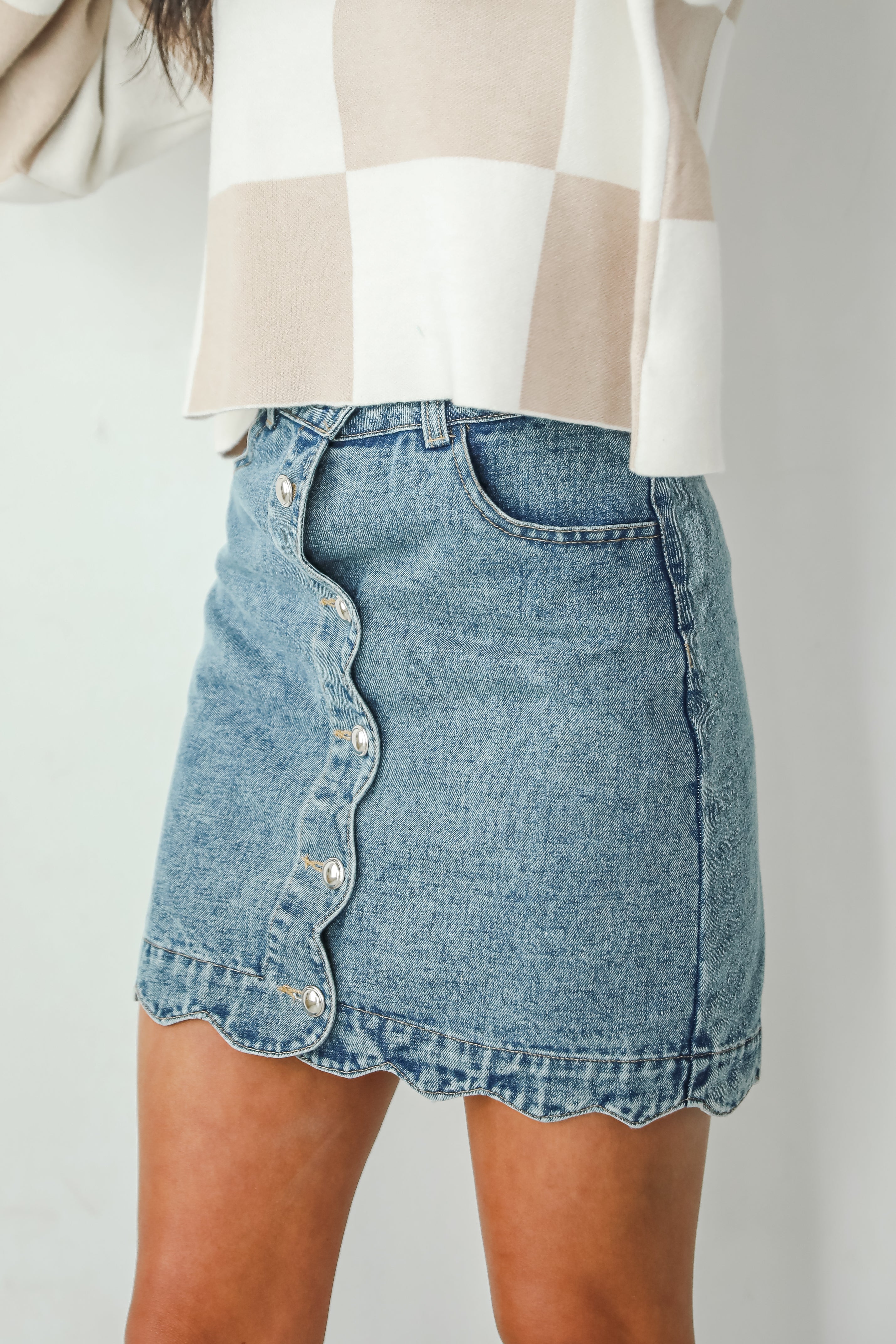 Staying Optimistic Denim Mini Skirt