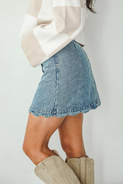 Staying Optimistic Denim Mini Skirt