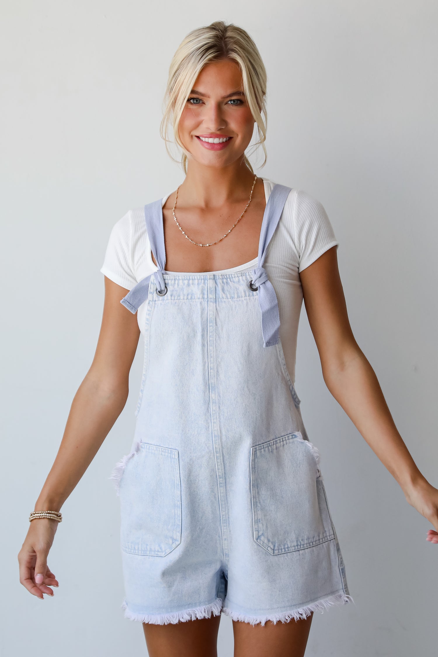 Easygoing Beauty Light Wash Denim Overall Romper