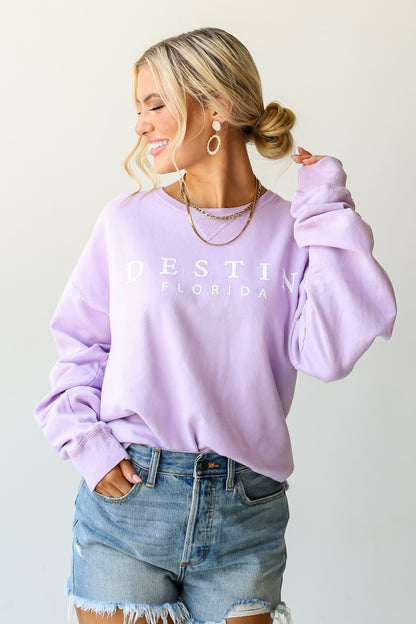 Lavender Destin Florida Pullover on dress up model