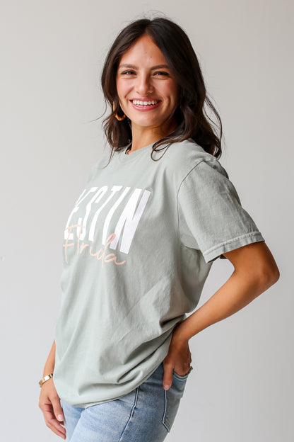 Sage Destin Florida Script Tee side view