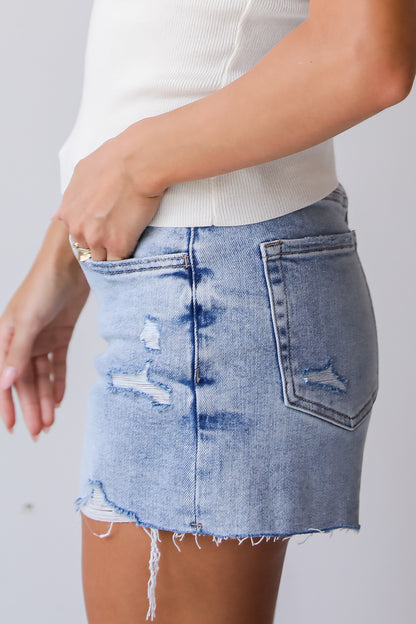 Holly Light Wash Mid-Rise Distressed Denim Shorts