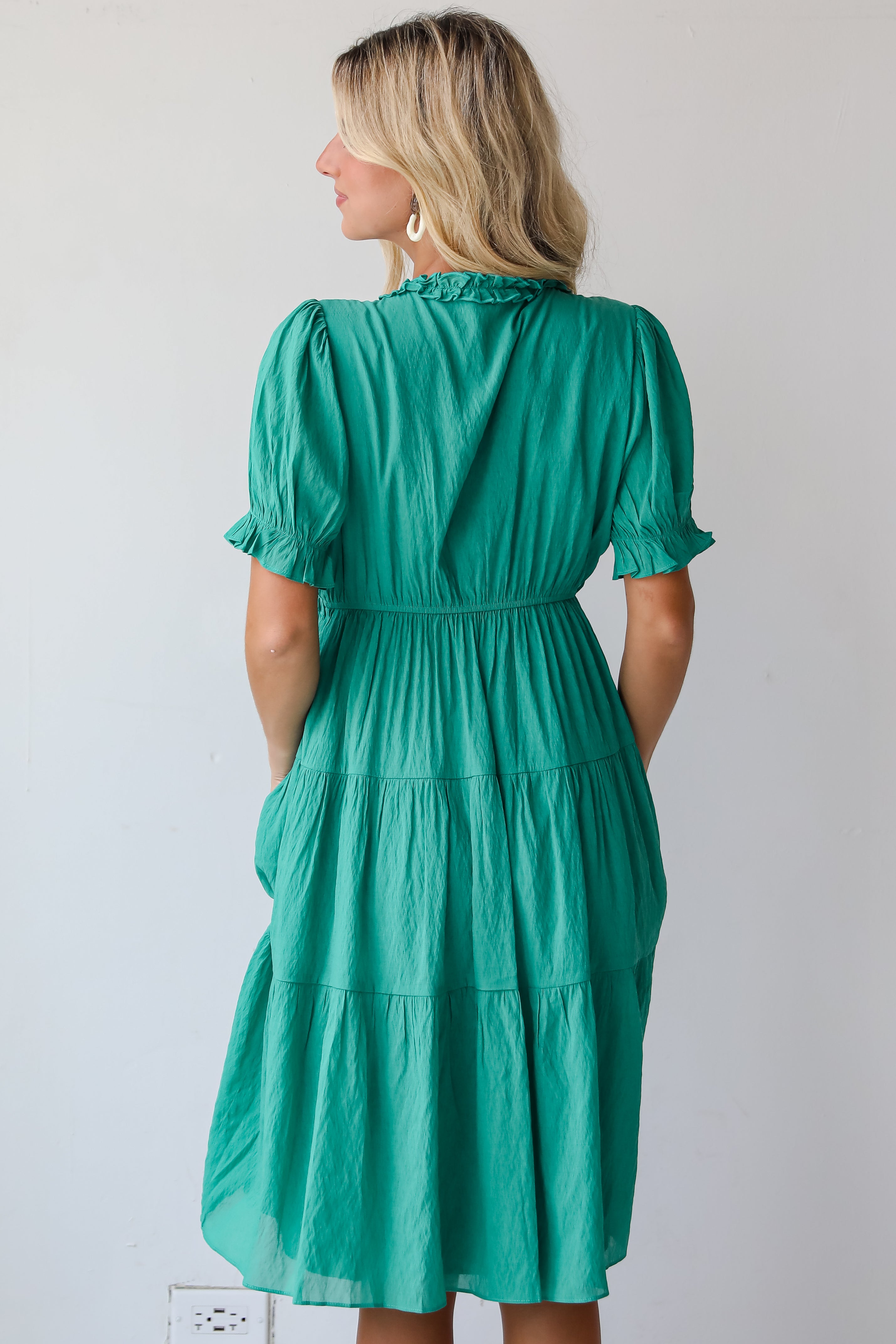 Exquisite Potential Green Tiered Midi Dress