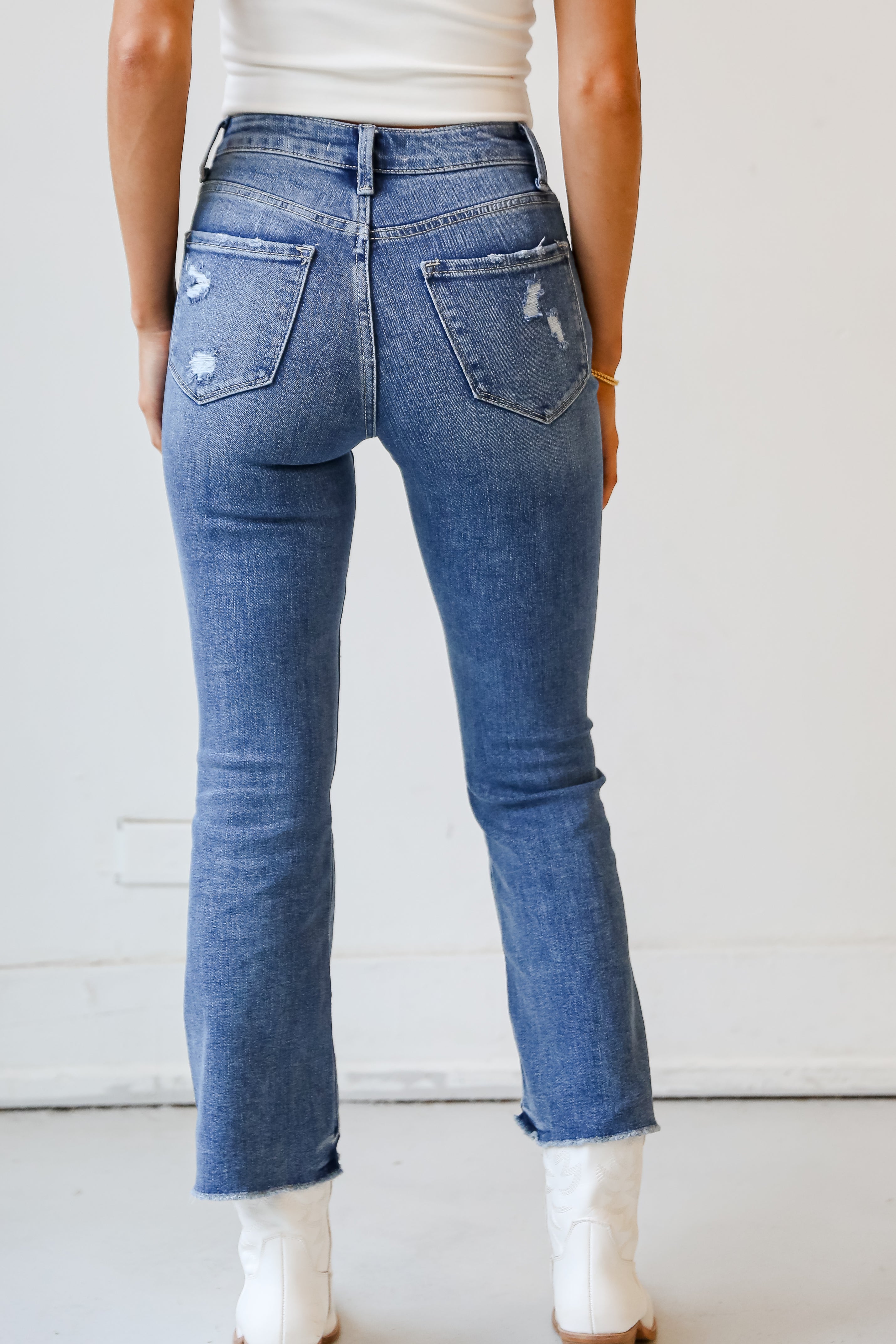 Medium Wash Flare Jeans back view