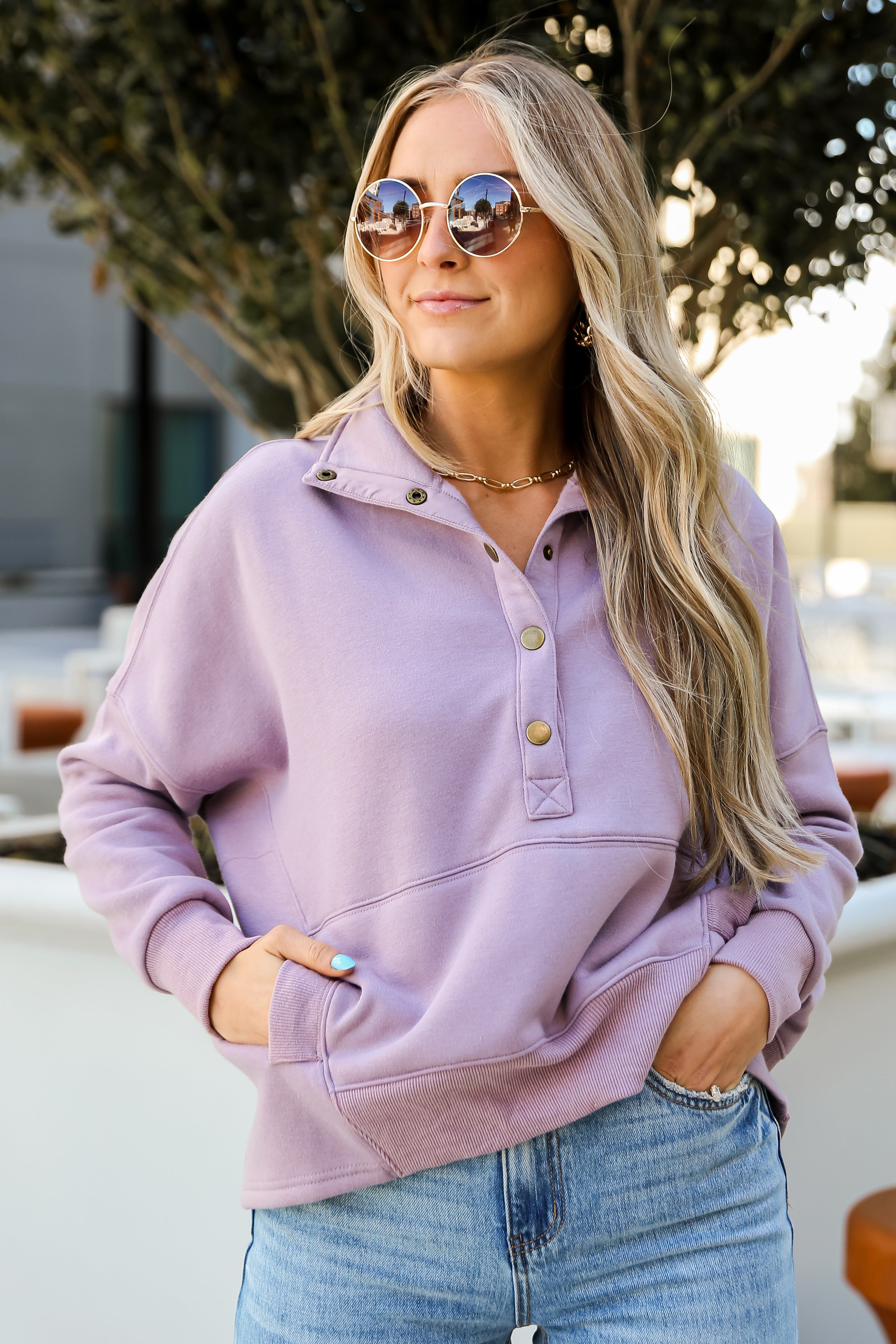 purple Oversized Fleece Pullover