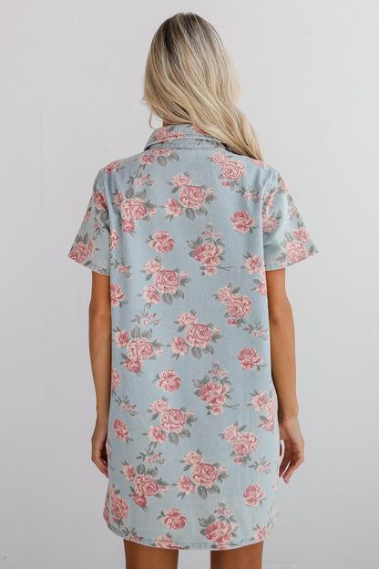 Gorgeous Purpose Denim Floral Mini Dress