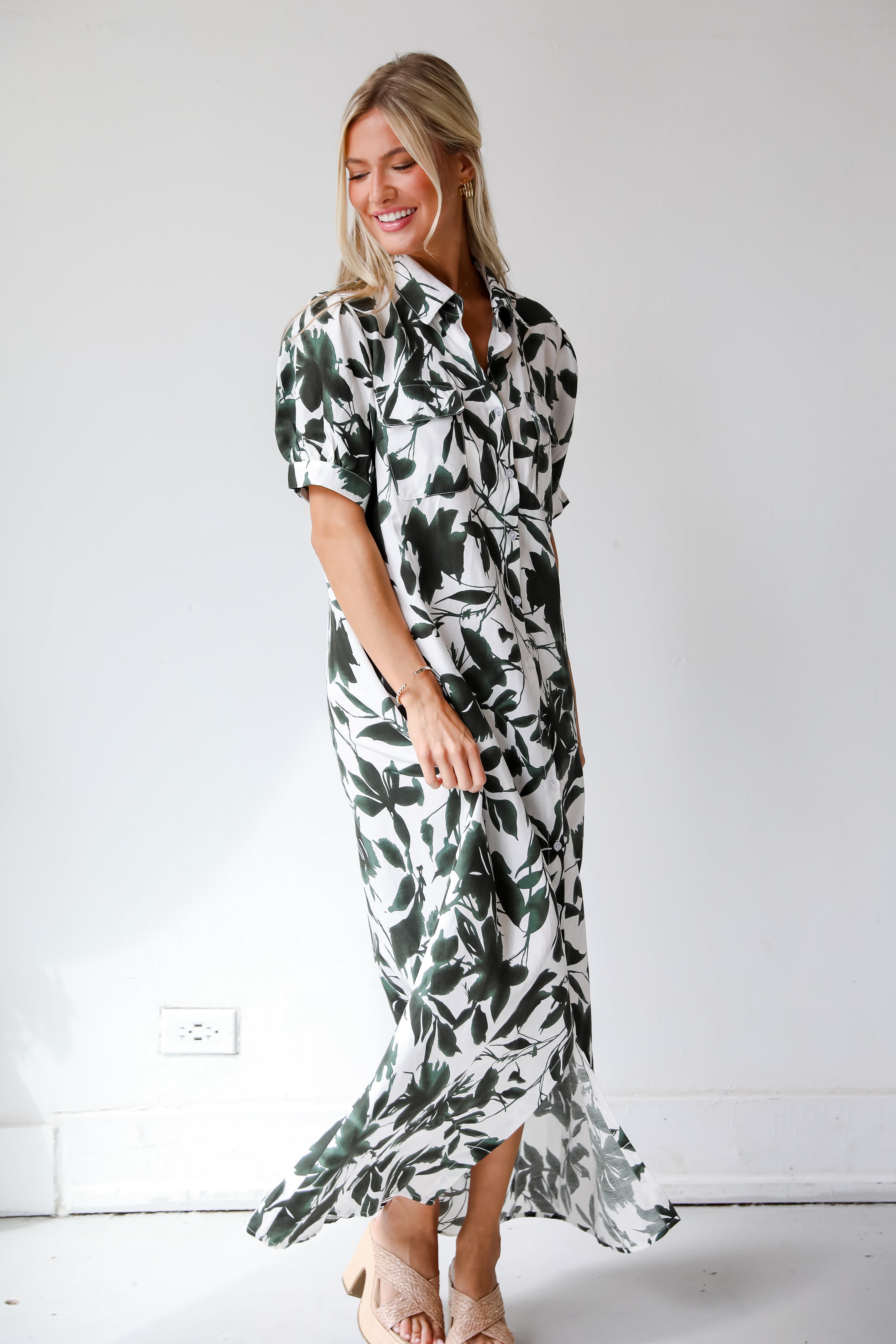 Darling Attraction Ivory Floral Maxi Dress