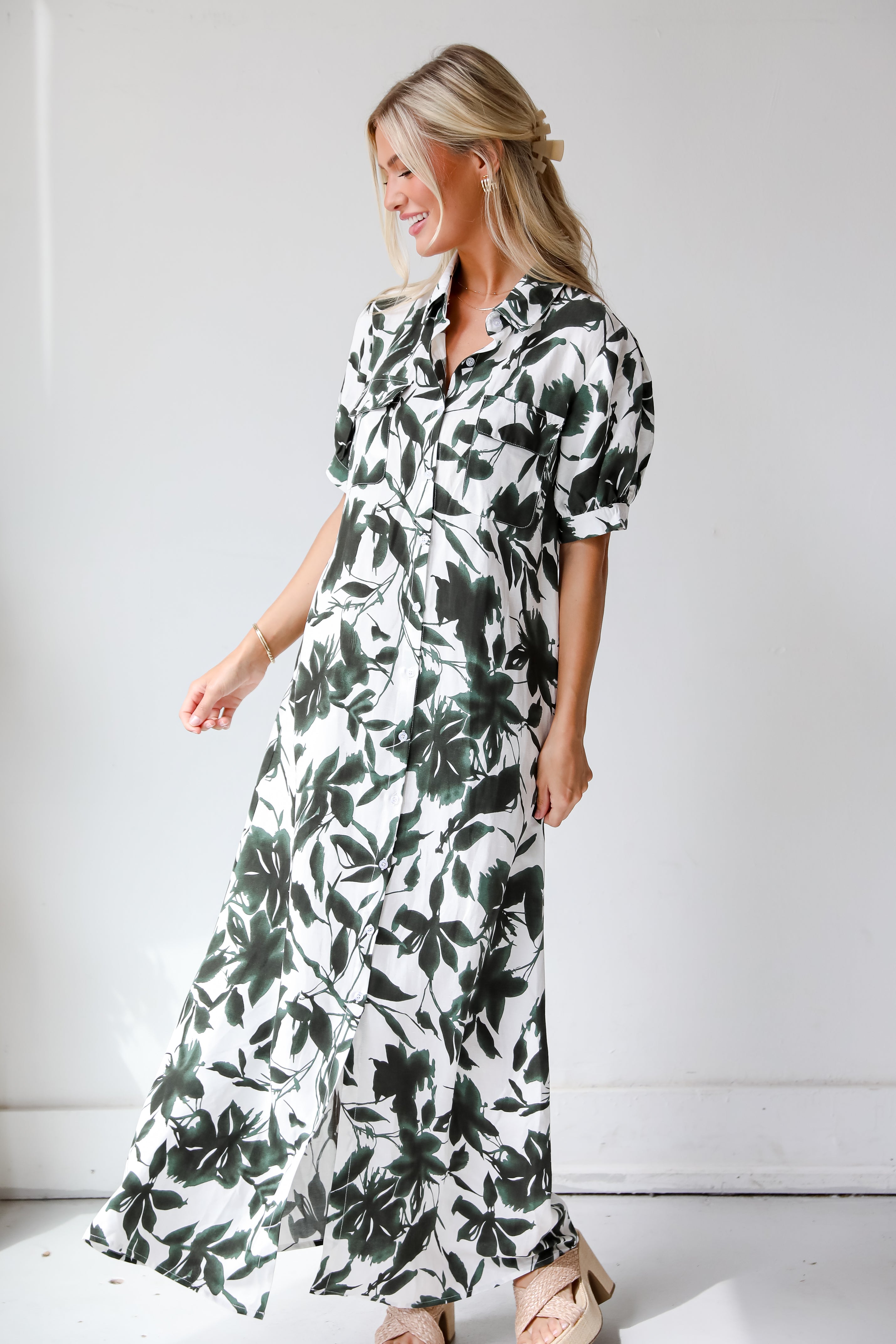 Darling Attraction Ivory Floral Maxi Dress