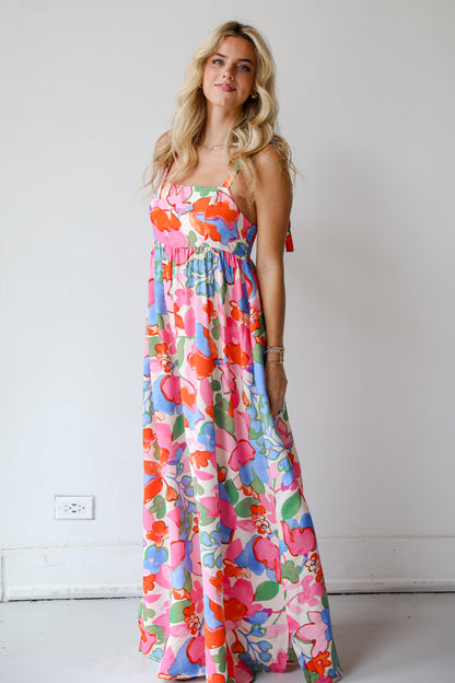 Simply A Stunner Pink Floral Maxi Dress