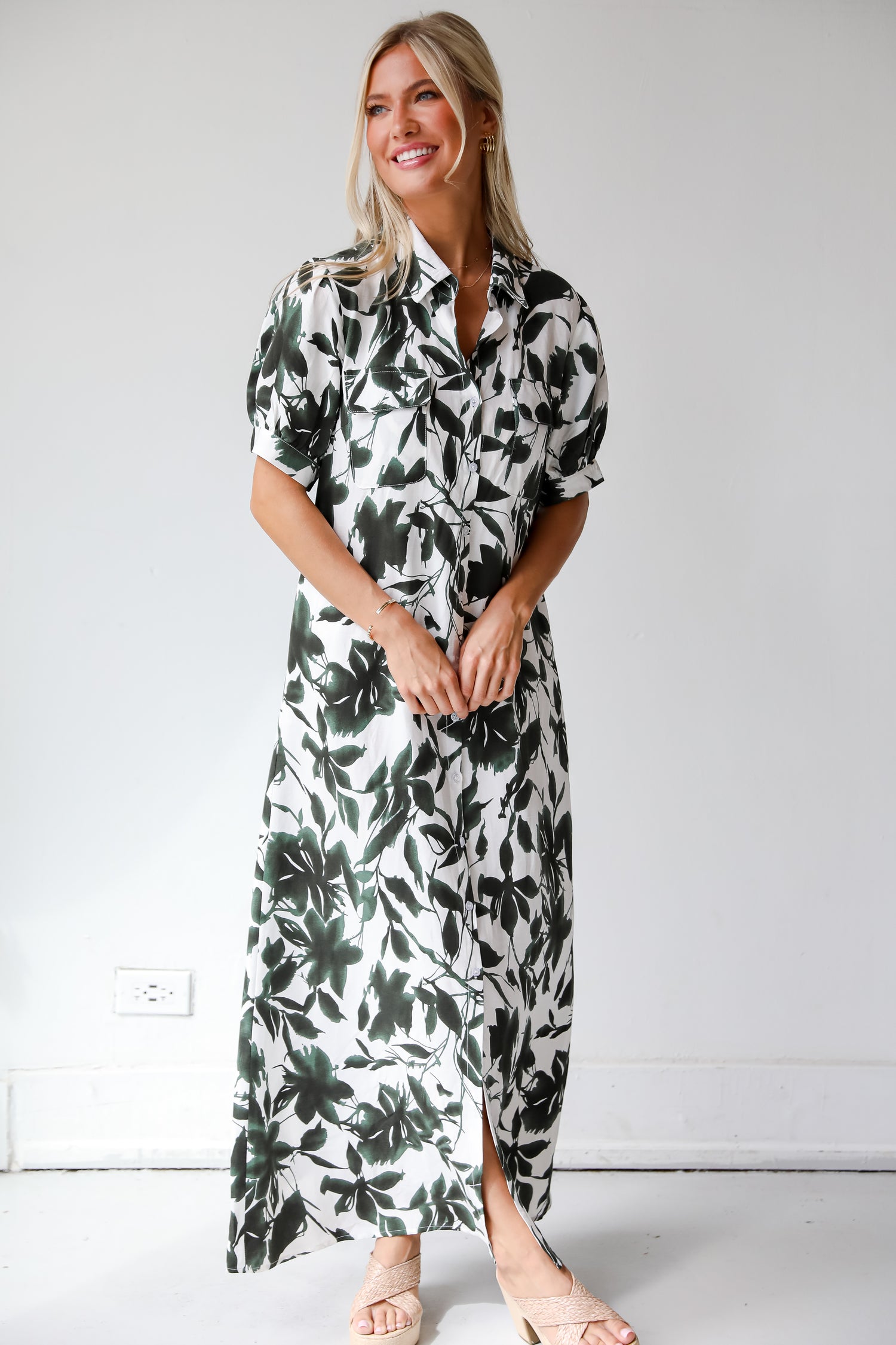 Darling Attraction Ivory Floral Maxi Dress