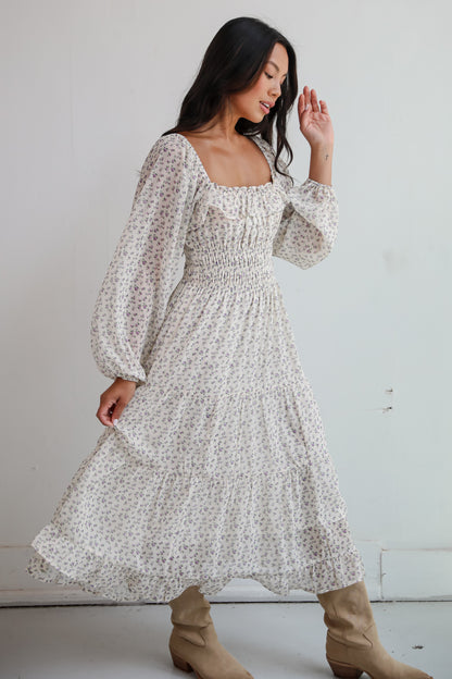 Endearing Appeal Cream Floral Midi Dress