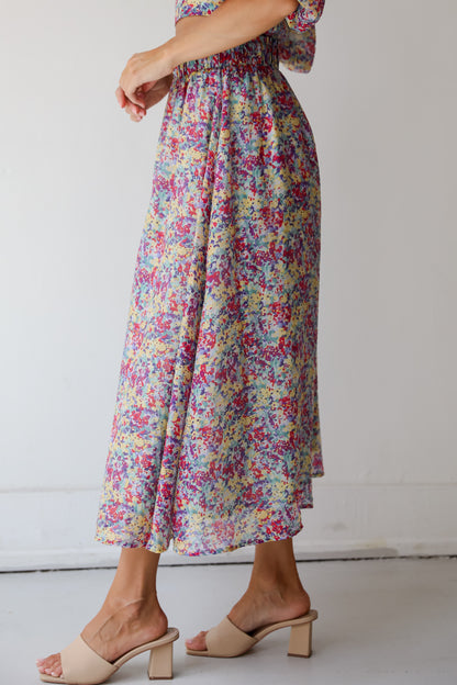 Instantly Perfect Multicolored Floral Midi Skirt