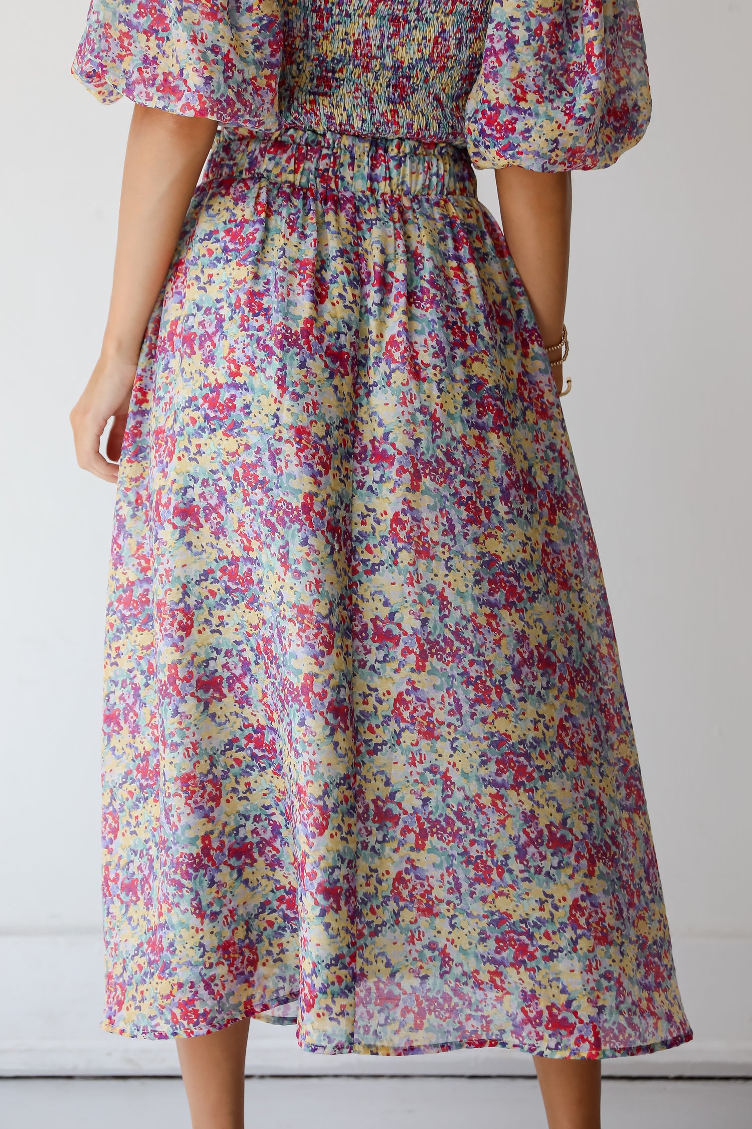 Instantly Perfect Multicolored Floral Midi Skirt