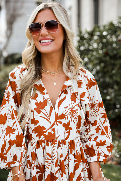 rust floral dress