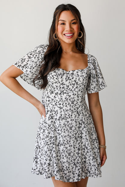 Effortlessly Lovely Ivory Floral Mini Dress