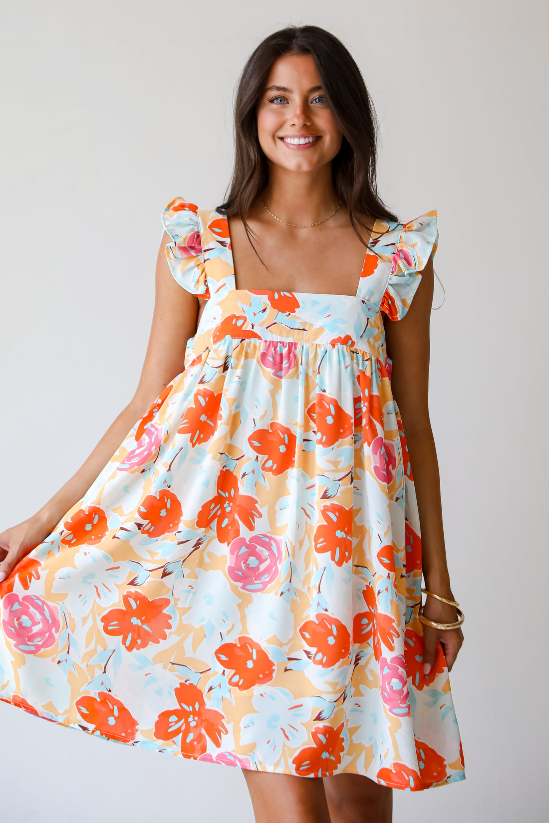 Precious Destiny Orange Floral Mini Dress