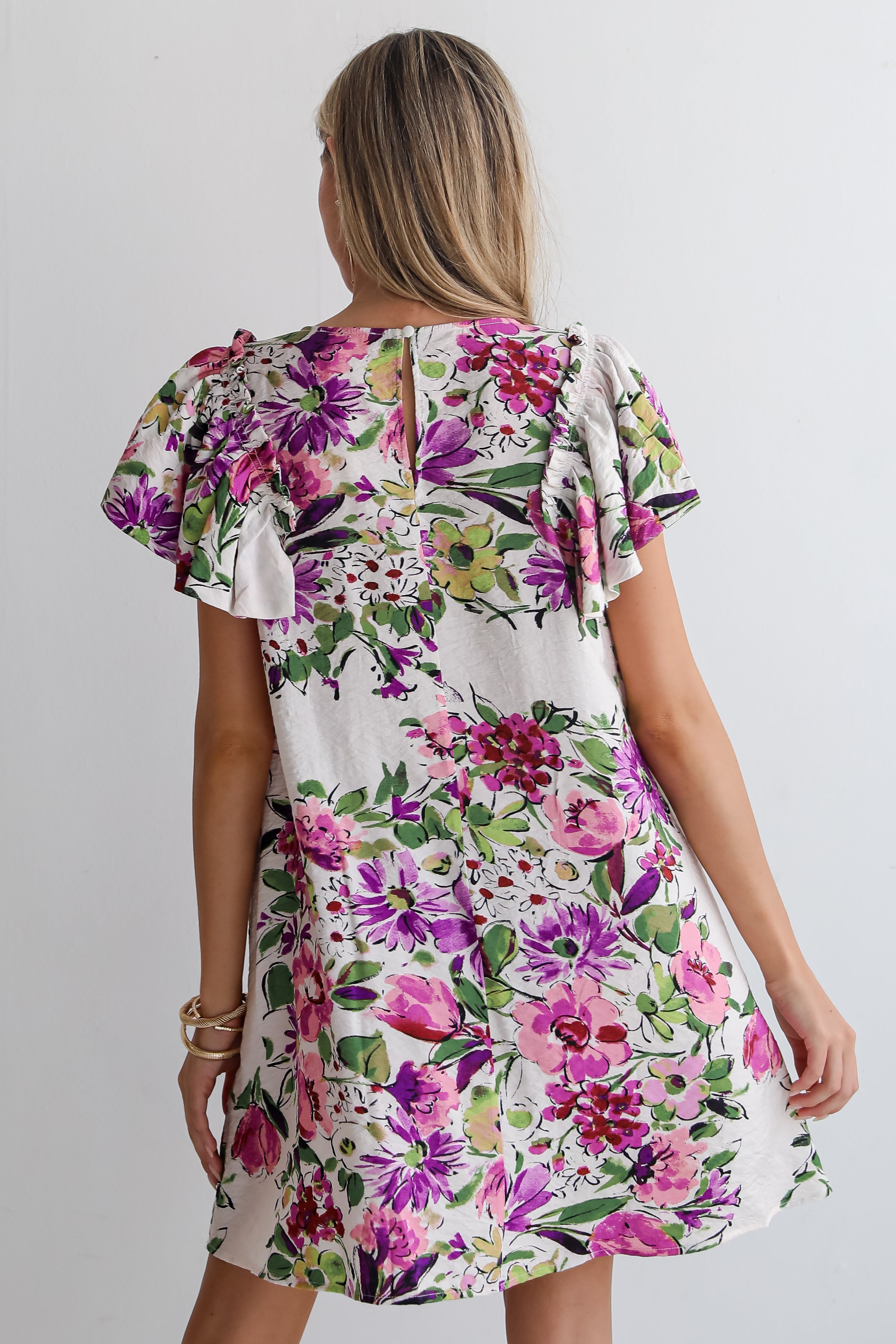 Notable Elegance Ivory Floral Mini Dress