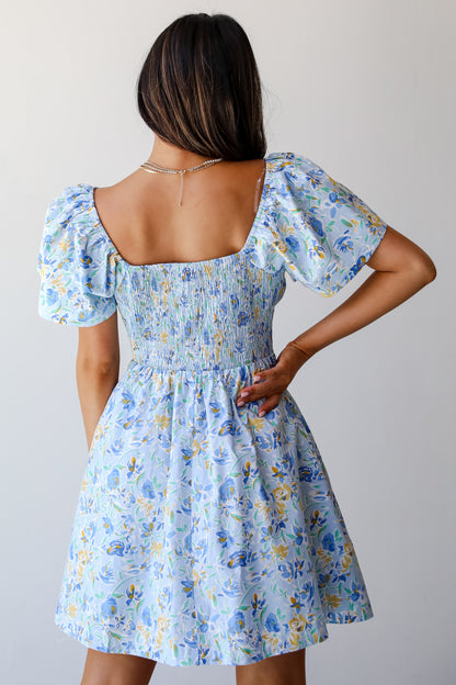 Blue Floral Mini Dress