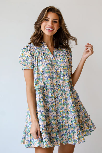 Love In The Garden Green Floral Tiered Mini Dress