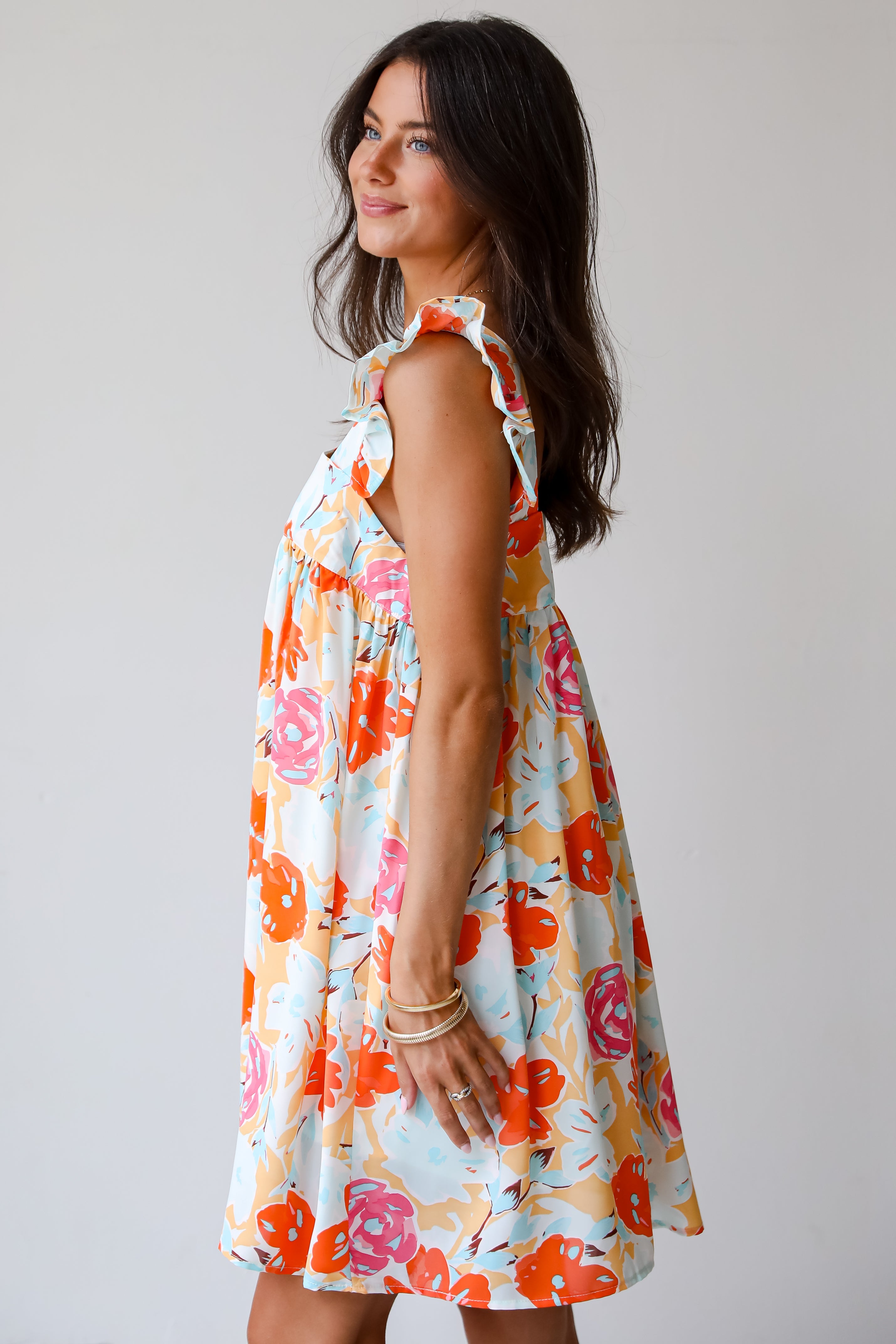 Precious Destiny Orange Floral Mini Dress