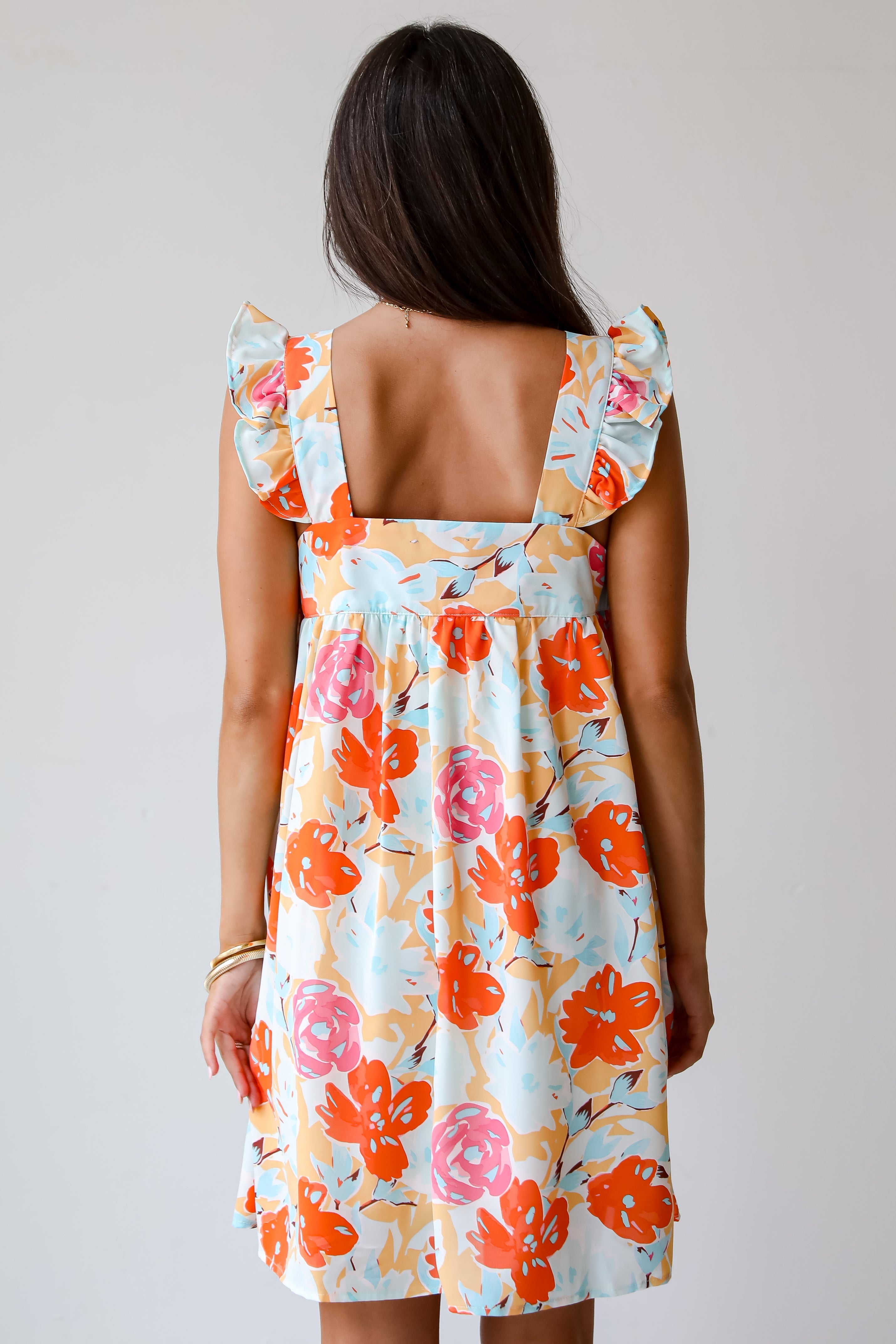 Precious Destiny Orange Floral Mini Dress