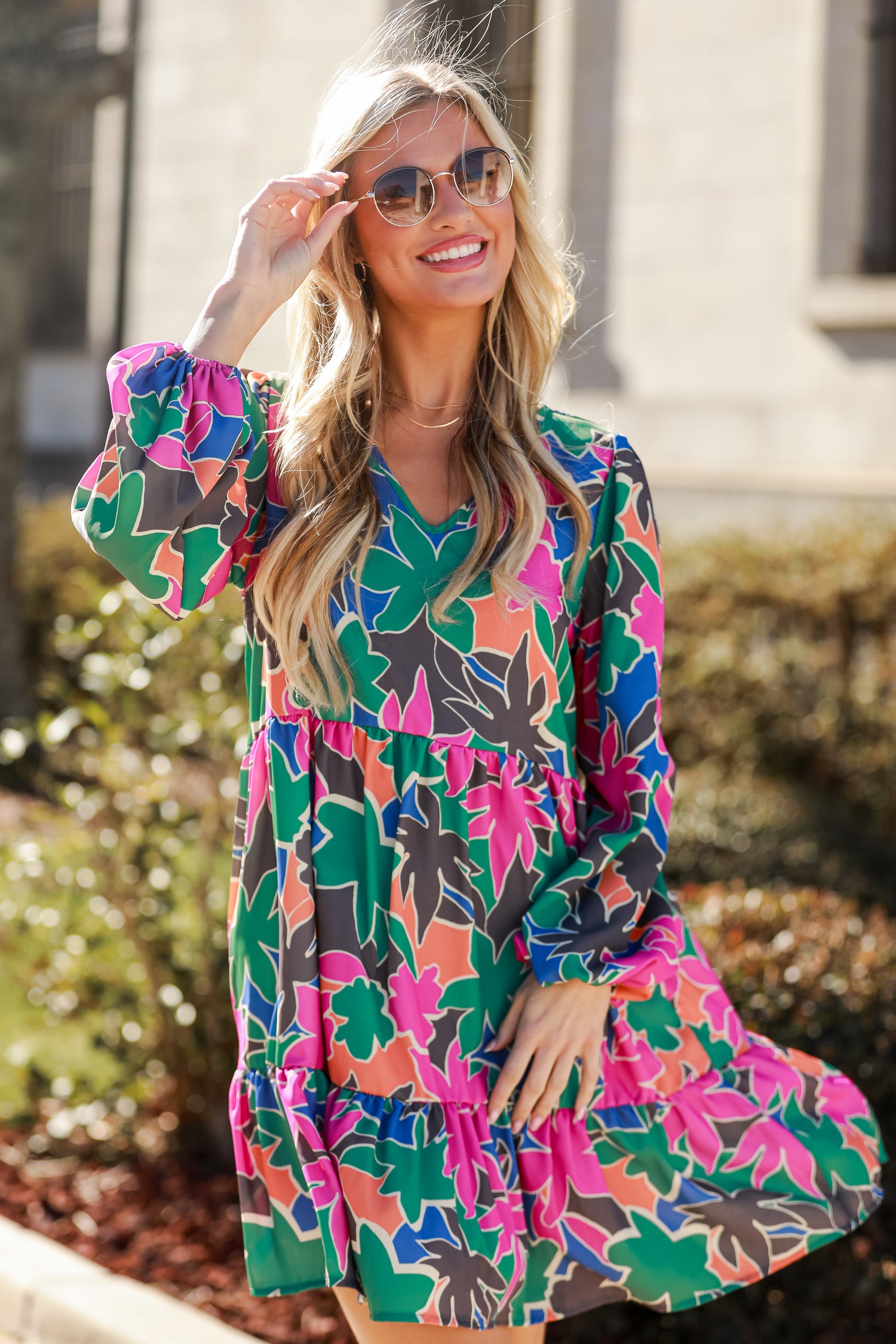 Sunnier Moments Green Floral Mini Dress. floral dresses for women