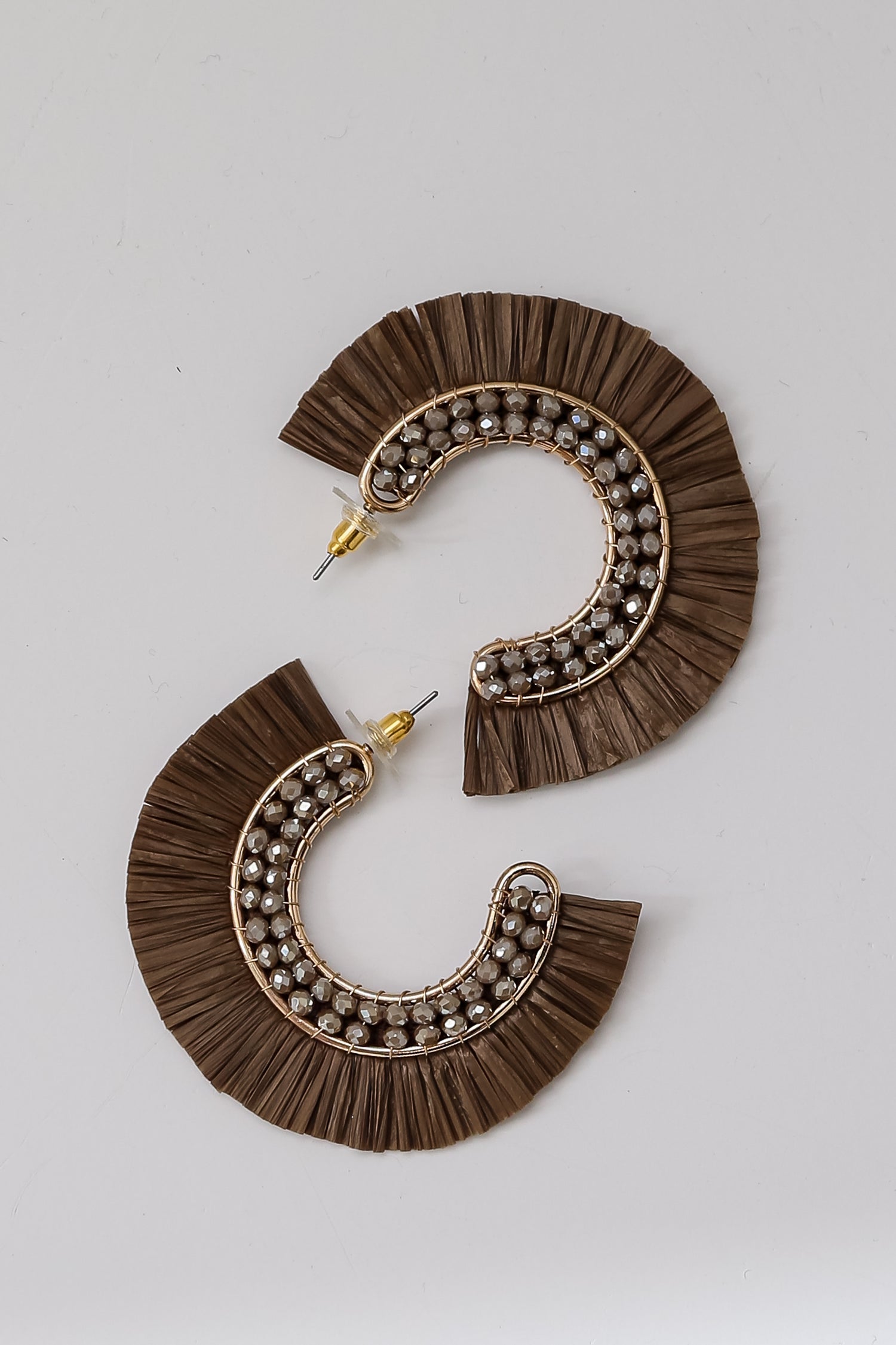 trendy brown Fringe Hoop Earrings