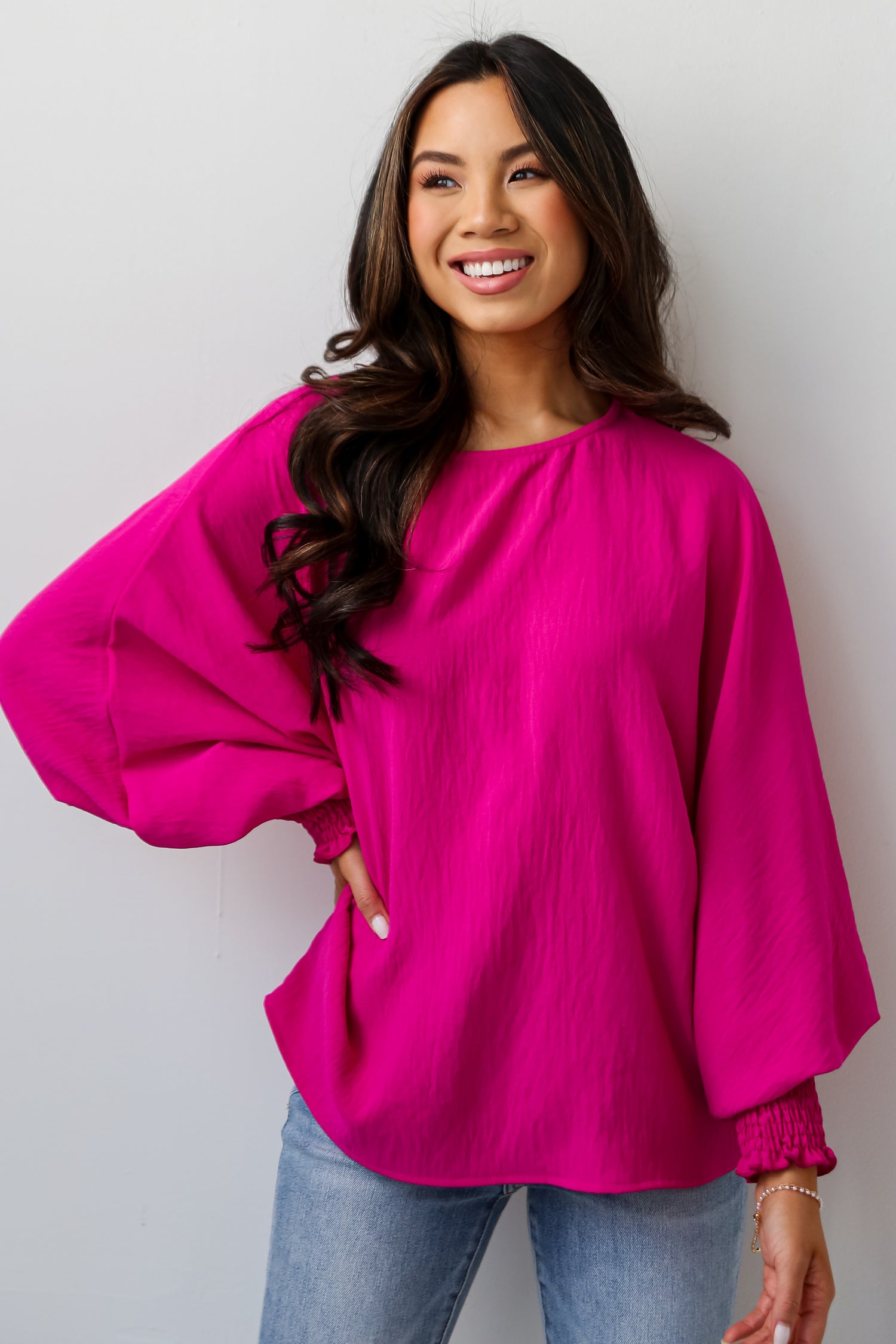 trendy Fuchsia Oversized Blouse