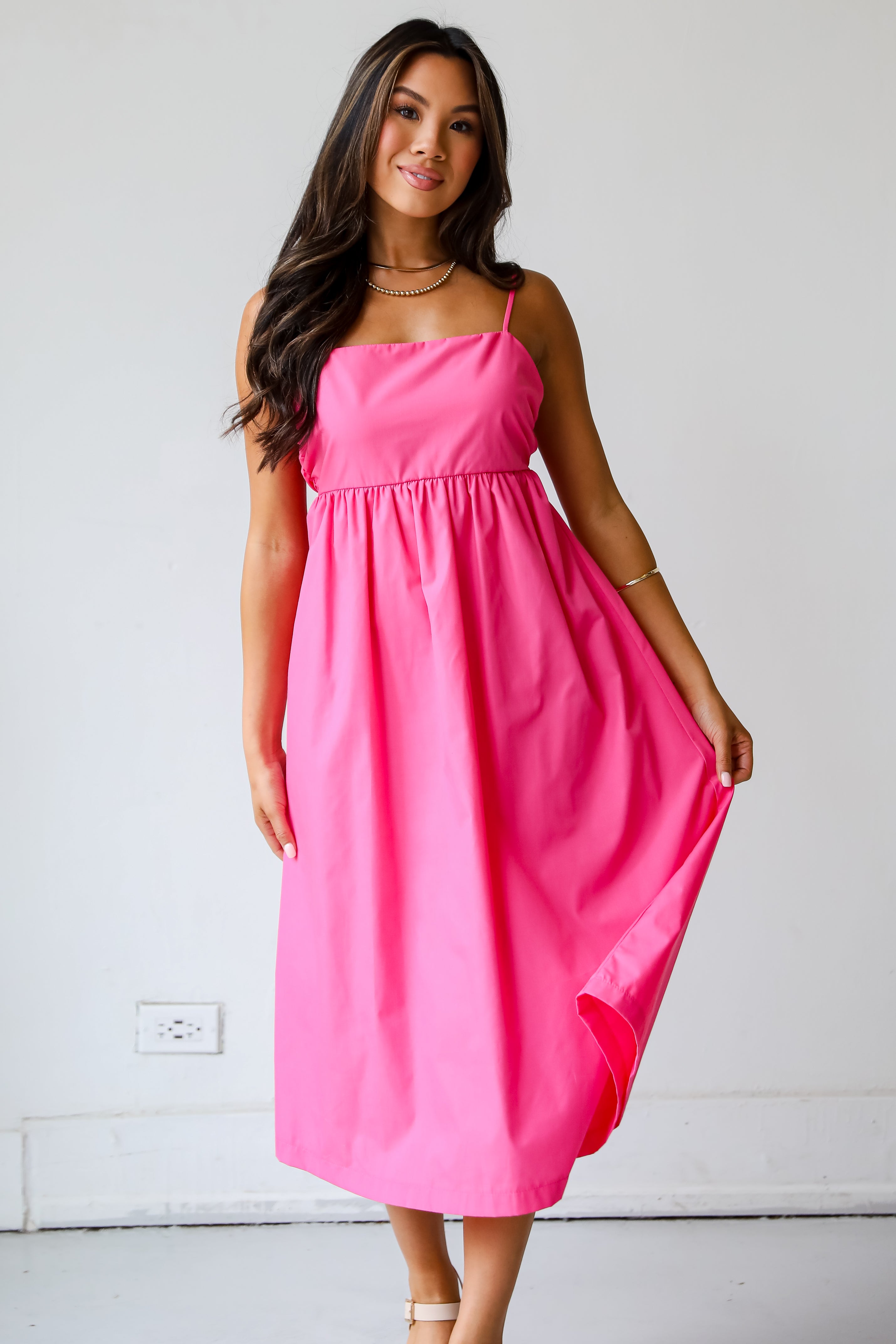 Sent To Charm Fuchsia Midi Dress