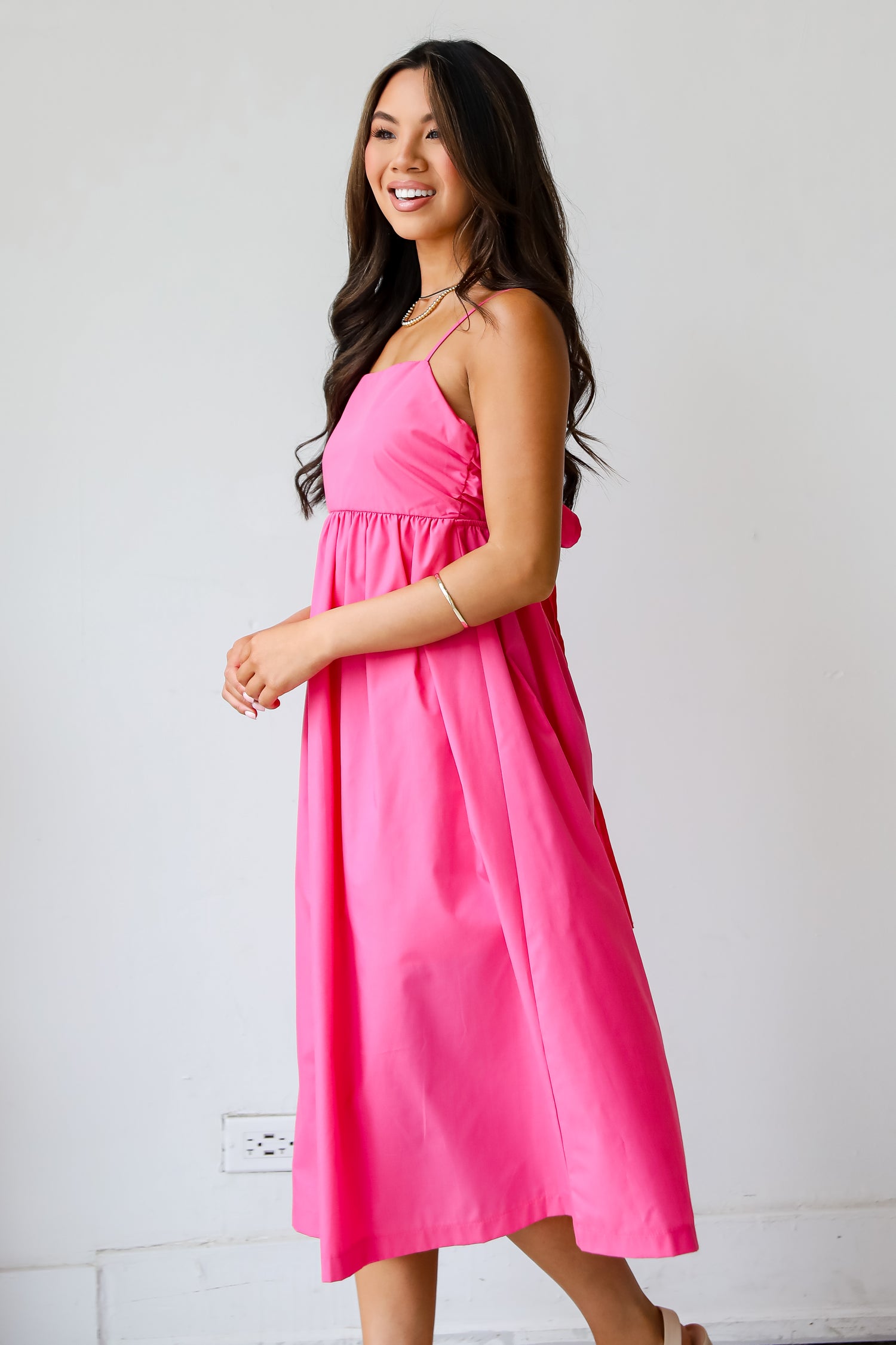 Sent To Charm Fuchsia Midi Dress