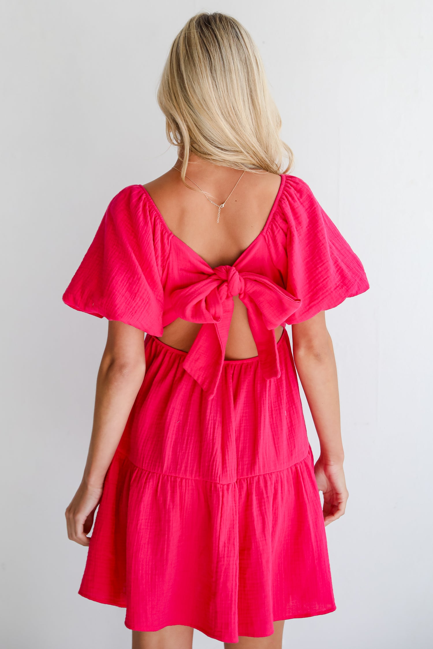 cute Fuchsia Linen Mini Dress