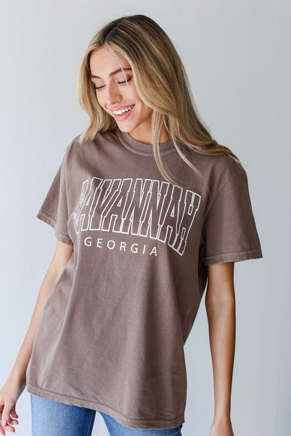 Brown Savannah Georgia Tee on model