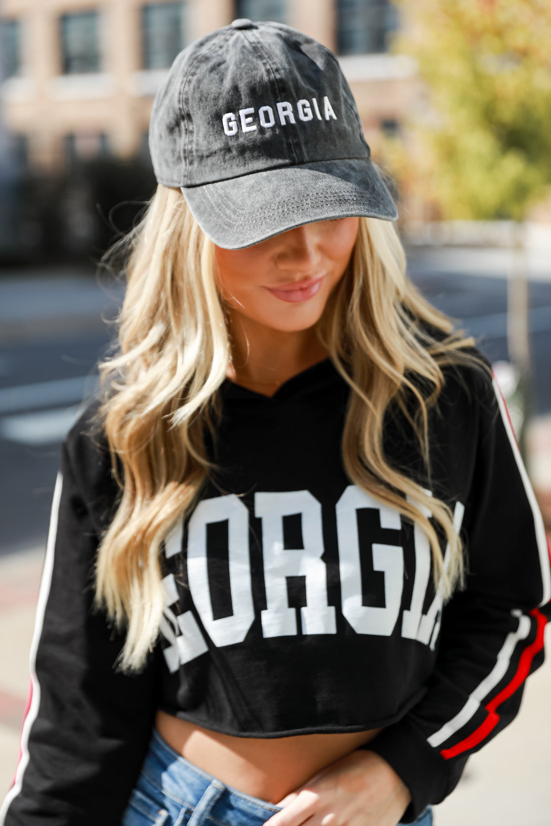 black Georgia Embroidered Hat